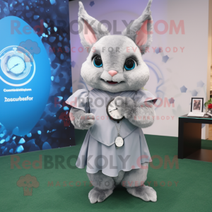 Silver Chinchilla mascot costume character dressed with a A-Line Skirt and Smartwatches