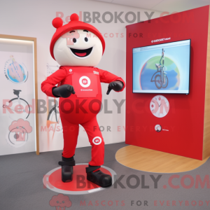 Rød Unicyclist maskot drakt...