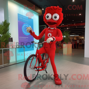 Rød Unicyclist maskot drakt...