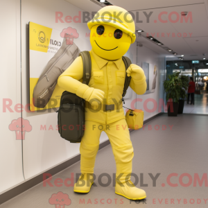 Gul soldat maskot kostume...