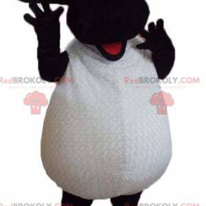 Black and white cartoon famous sheep shaun mascot -