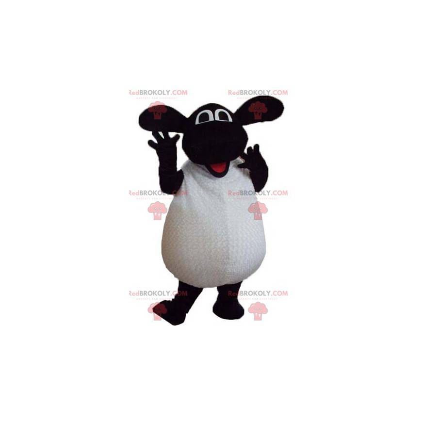 Black and white cartoon famous sheep shaun mascot -