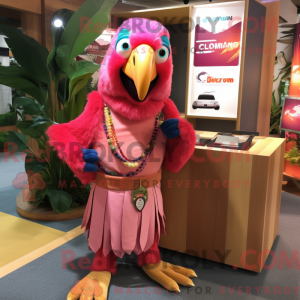Roze Ara mascottekostuum...