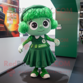 Green Irish Flag mascot costume character dressed with a Mini Skirt and Keychains