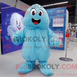Fantasia de mascote Cyan Ghost com parca e brincos - Mascotes fantasmas - REBROKO_360851 - RedBrokoly.com