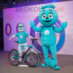 Blågrøn Unicyclist maskot...