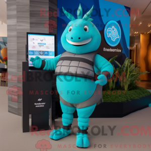 Turquoise Armadillo mascot...