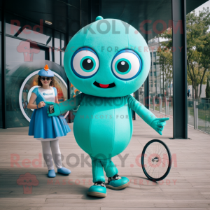 Blågrøn Unicyclist maskot...