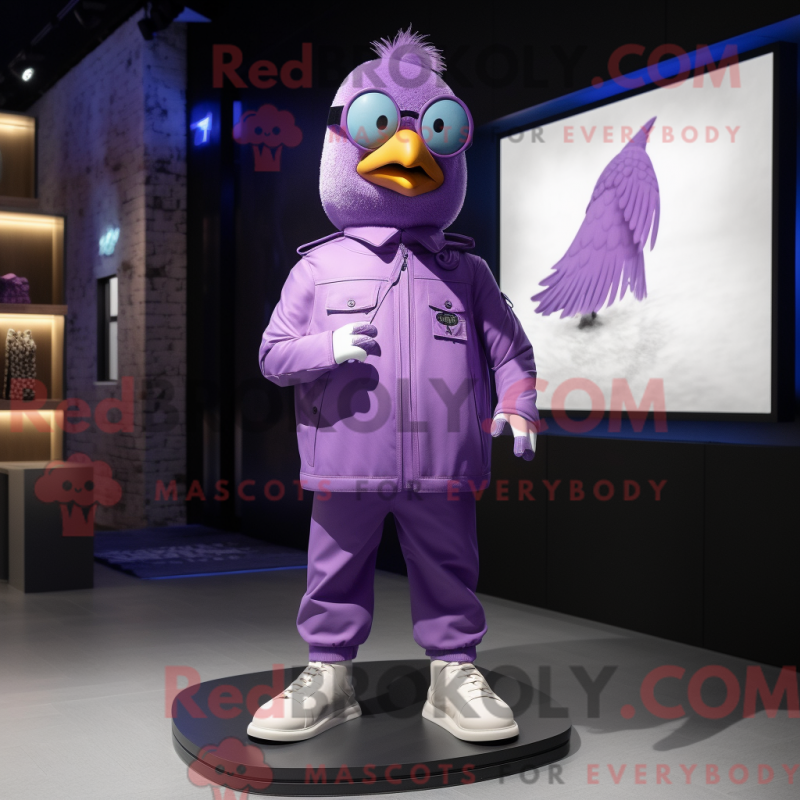 Máscara de pombo roxa figura com capuz e macacão - Pombos mascotes - REBROKO_360962 - RedBrokoly.com