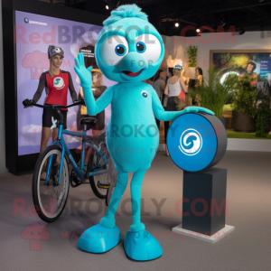 Blågrøn Unicyclist maskot...