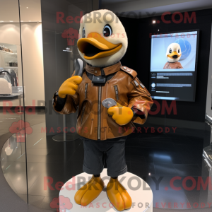 Tan Duck mascot costume...
