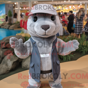 Grey Otter-maskotdraktfigur...