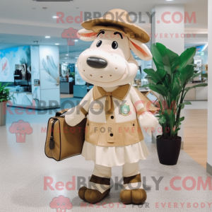 Beige Guernsey Cow maskot...