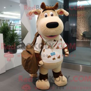 Beige Guernsey Cow maskot...