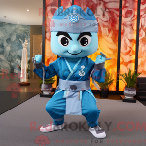 Himmelblå Samurai maskot...