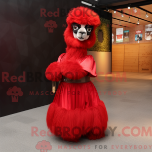 Rode Alpaca mascottekostuum...