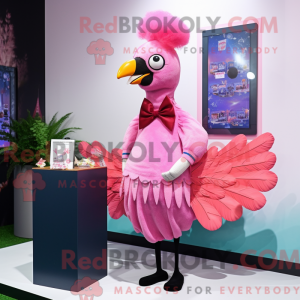 Pink Peacock maskot kostume...