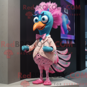 Rosa påfugl-maskotkostyme...