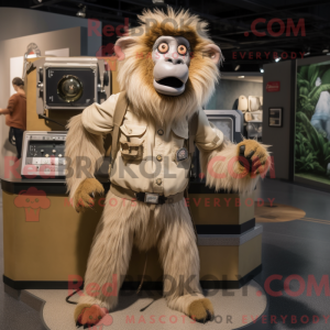 Beige bavian maskot kostume...