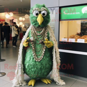 Grøn Fried Chicken maskot...