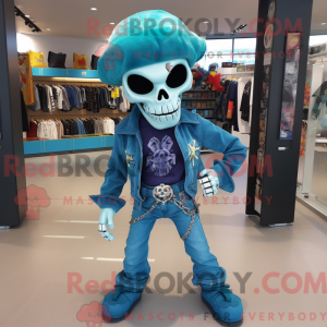 Cyan Skull Maskottchen...