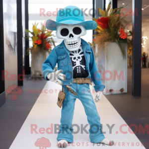 Cyan Skull maskot kostume...