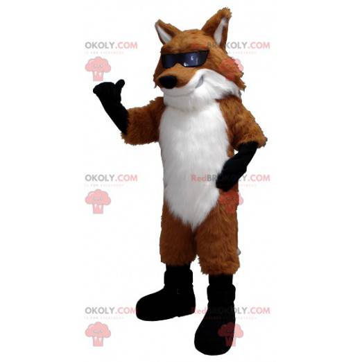 Orange fox mascot white and black with glasses - Redbrokoly.com