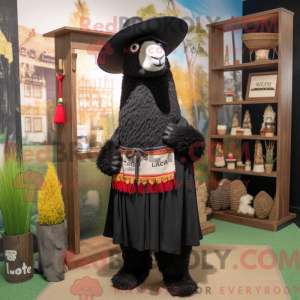 Zwart lama-mascottekostuum...