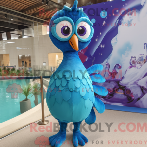 Blue Peacock maskot kostume...