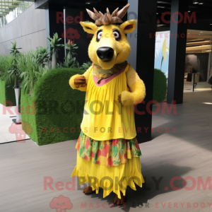 Gul vildsvin maskot kostume...