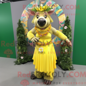 Gul vildsvin maskot kostume...