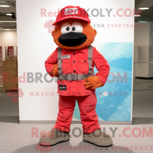 Red Momentum mascot costume...