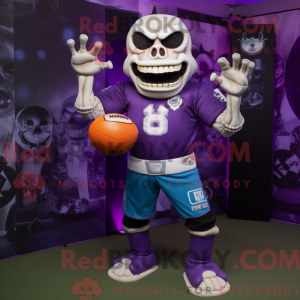 Purple Skull mascot costume...