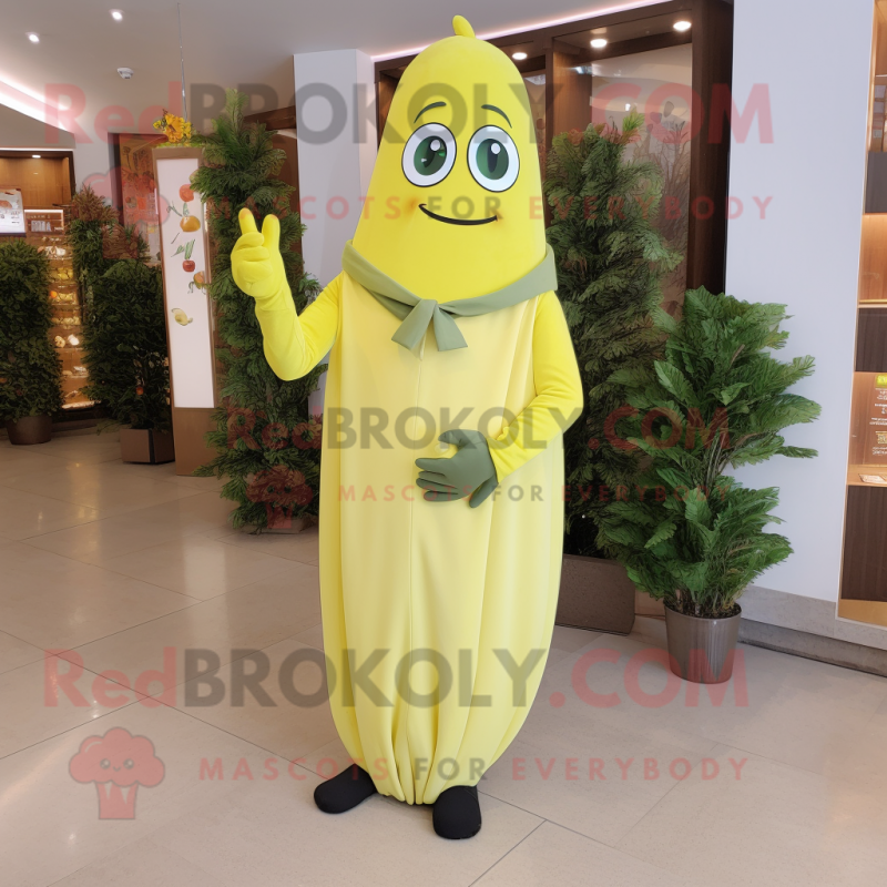 Olive Lemon mascot costume character dressed with a Sheath Dress and Gloves Olive Lemon mascot costume character dressed with a Sheath Dress and Gloves