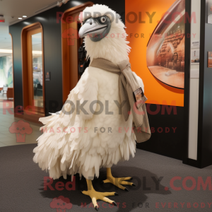 Hvid Emu maskot kostume...