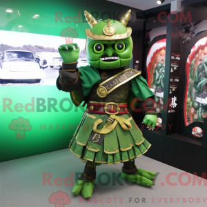 Grøn Samurai maskot kostume...