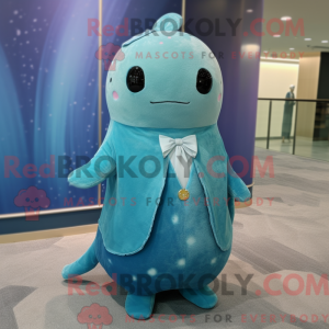 Cyan Narwal Maskottchen...