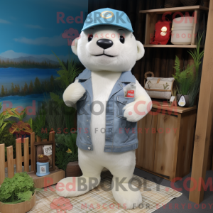 Witte Otter mascottekostuum...