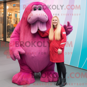 Magenta hvalros maskot...