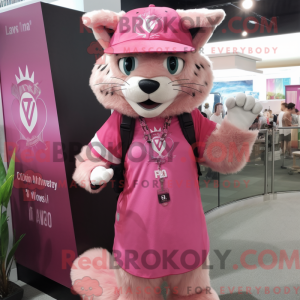 Pink Lynx maskot kostume...