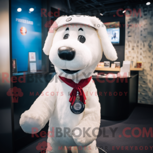 Witte hond mascottekostuum...