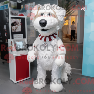 Hvit hundemaskotdraktfigur...