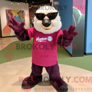 Magenta Sloth Bear mascot...