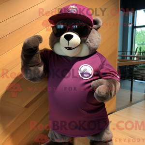 Magenta Sloth Bear mascot...