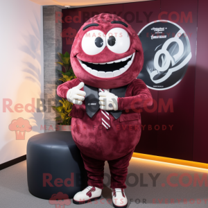 Maroon Rugby Ball mascot...