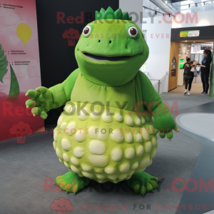 Limegrøn Glyptodon maskot...