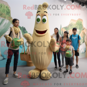 Beige asparges maskot drakt...