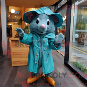Teal Rat maskotdraktfigur...