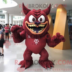 Maroon Demon mascot costume...