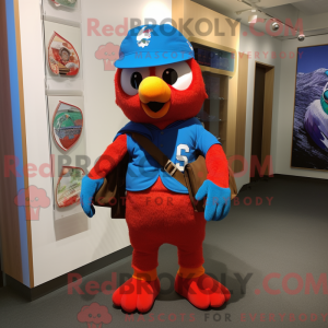 Red Blue Jay maskot kostume...
